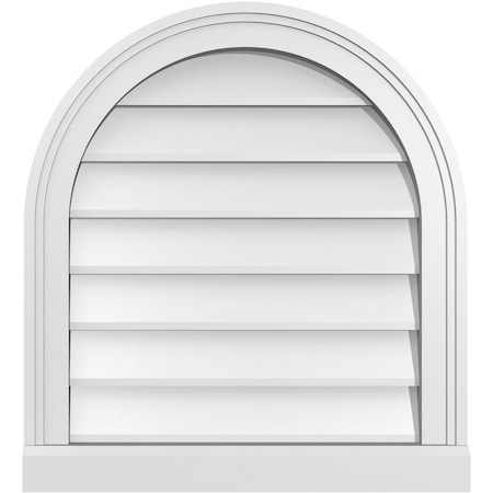 Ekena Millwork Round Top Surface Mount PVC Gable Vent w/ 2"W x 2"P Brickmould Sill Frame, 20"W x 22"H GVPRT20X2203SN